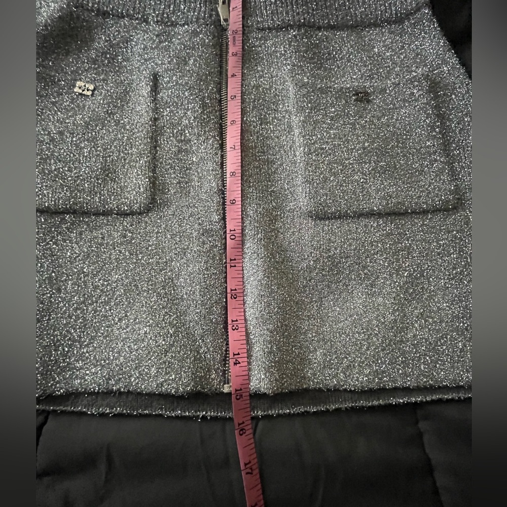 GANNI silver sparkle tinsel zip up mini skirt NWT new size large - Picture 12 of 16